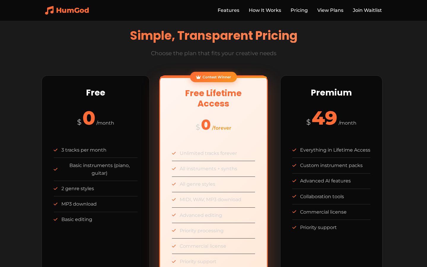 HumGod Pricing