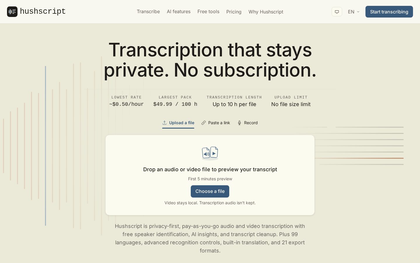 Hushscript Homepage