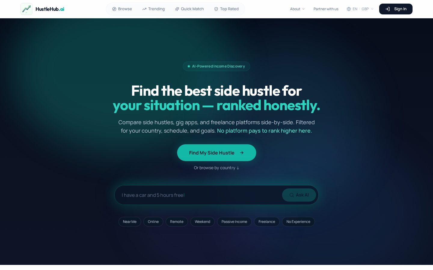 HustleHub AI Homepage