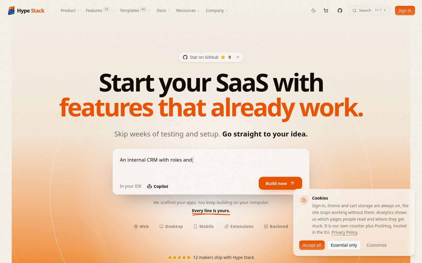 Hype Stack Homepage