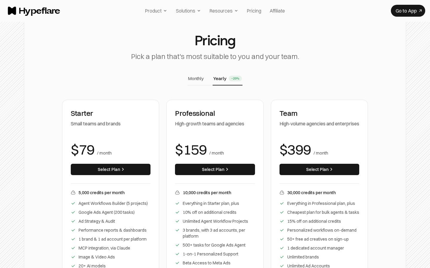 Hypeflare Pricing