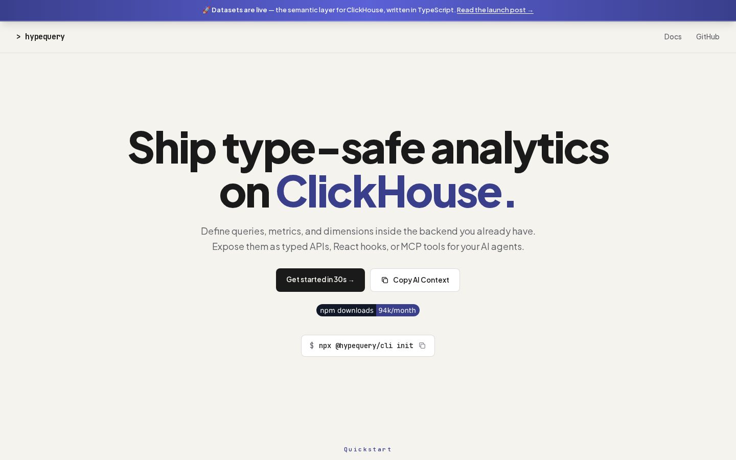 hypequery Homepage