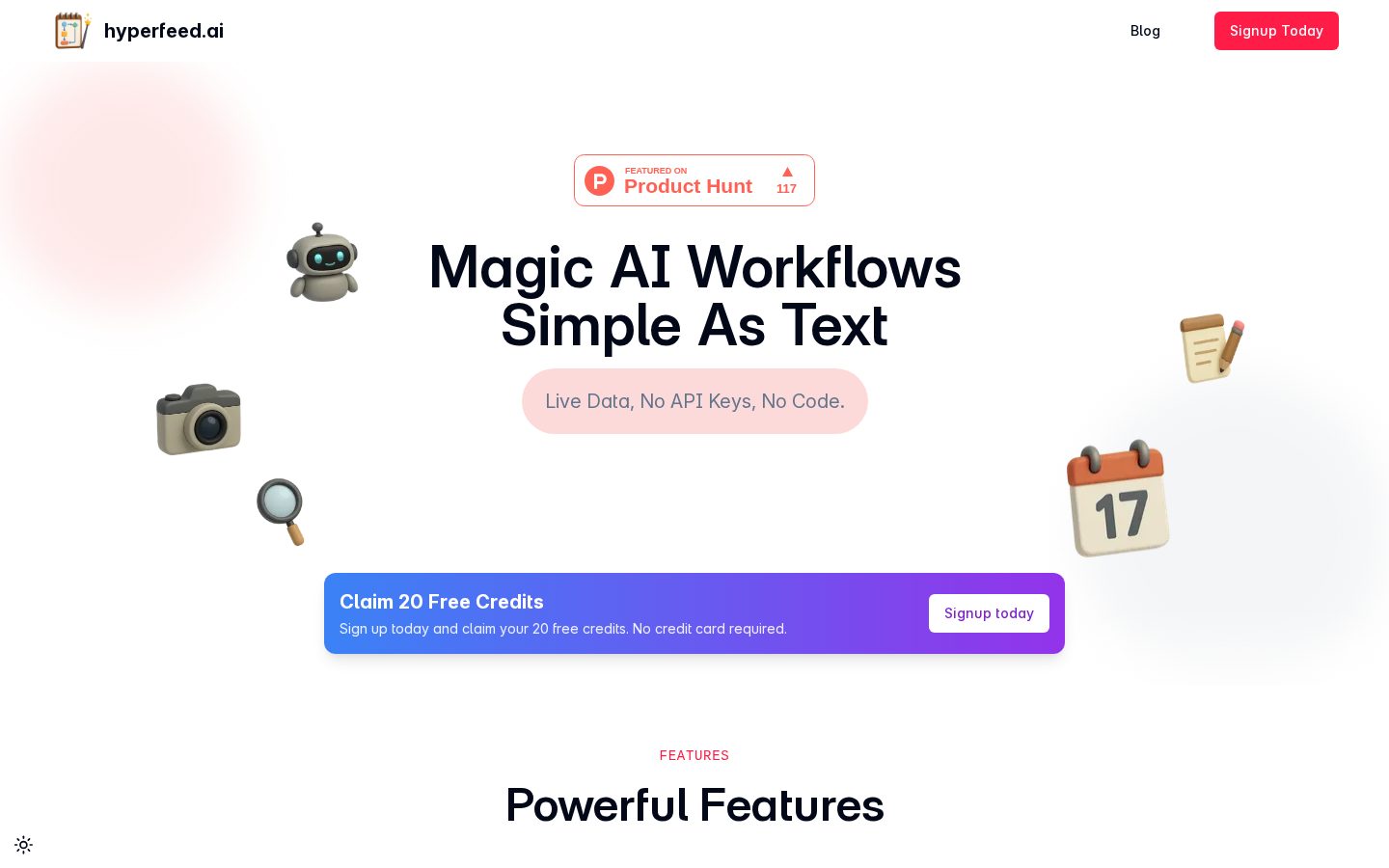 Hyperfeed.ai Homepage