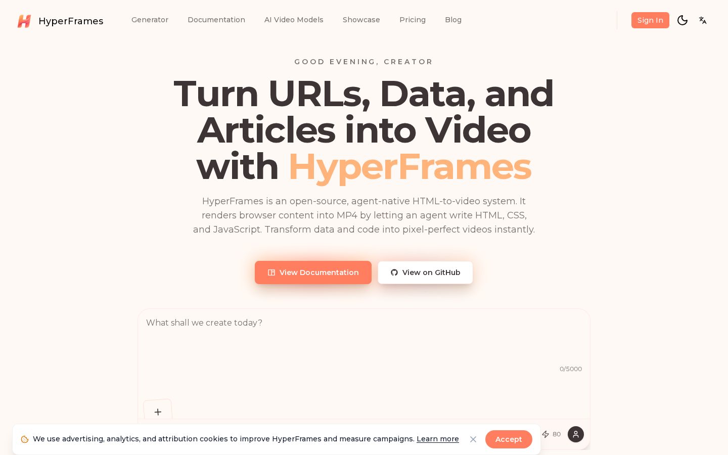 HyperFrames Homepage