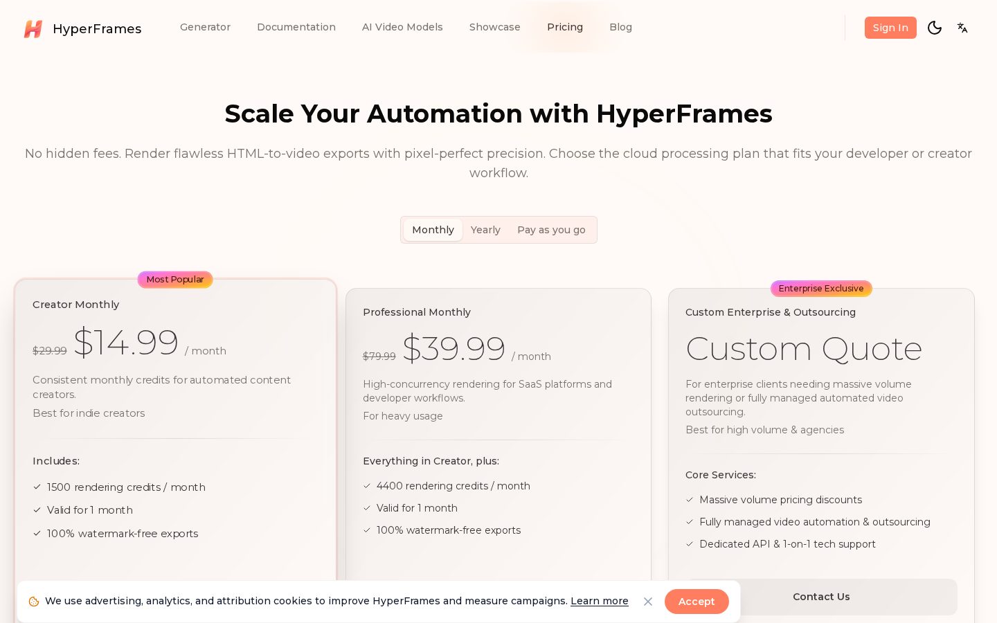 HyperFrames Pricing