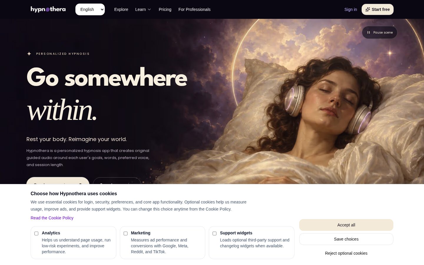 Hypnothera.ai Homepage