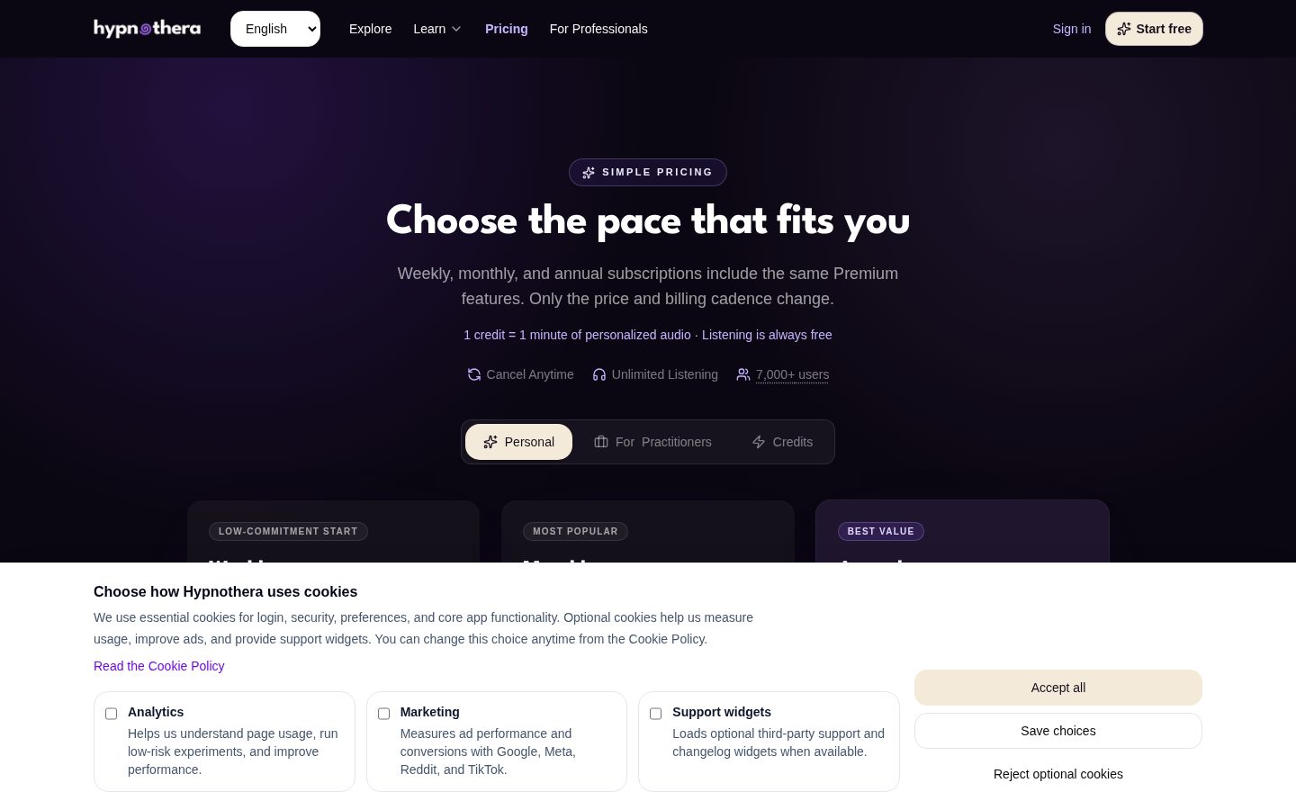 Hypnothera.ai Pricing