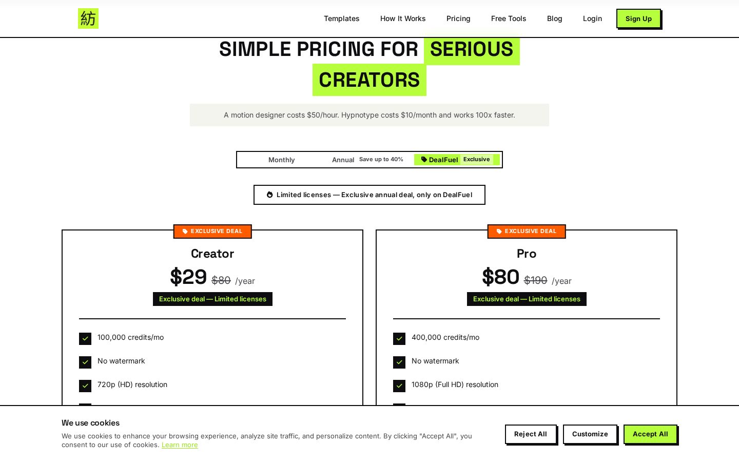 Hypnotype Pricing