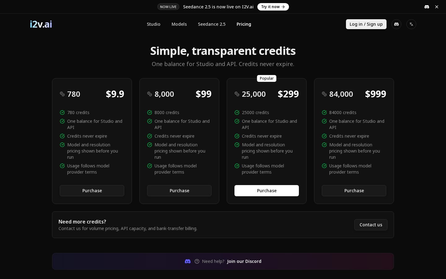 I2V AI Video Generator Pricing