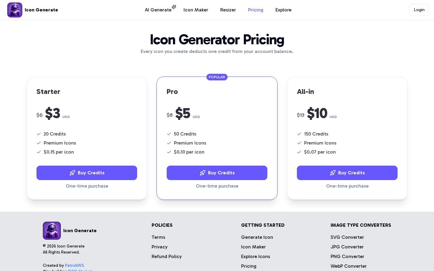 Icon Generate Pricing