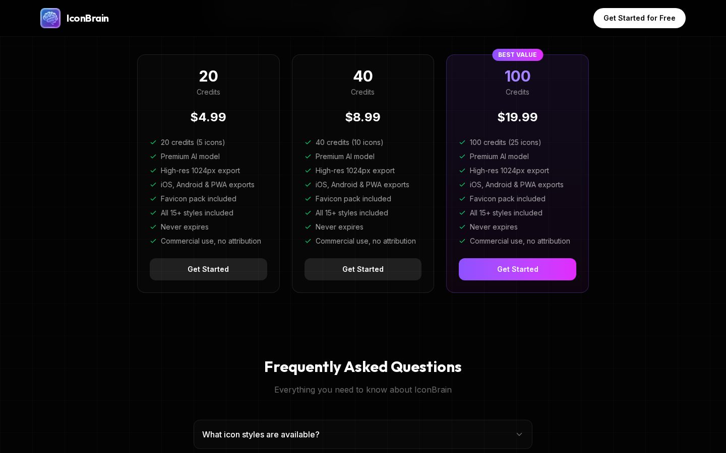 IconBrain Pricing