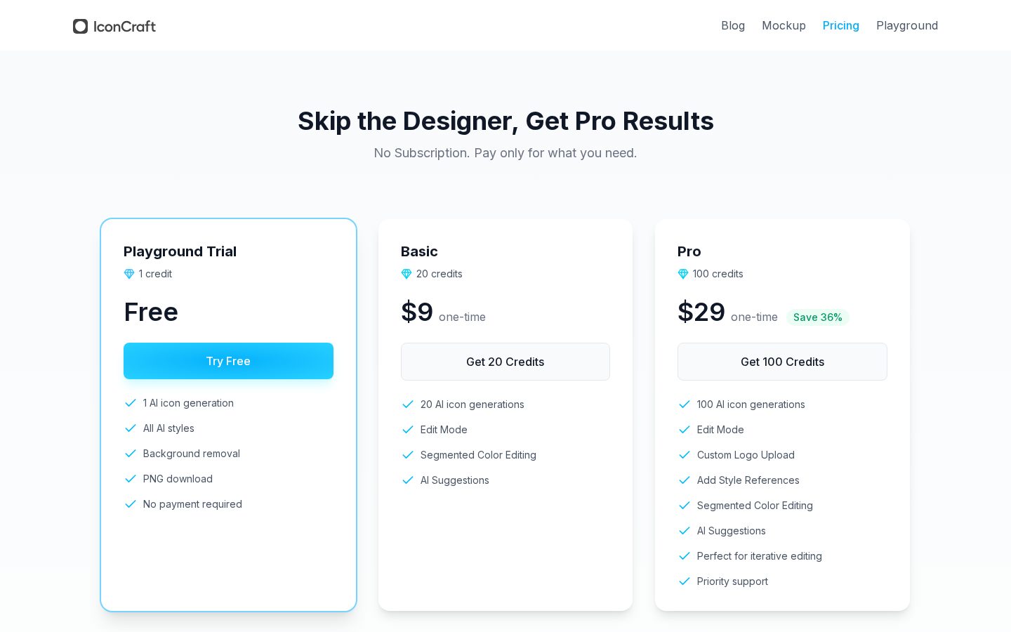 IconCraft Pricing