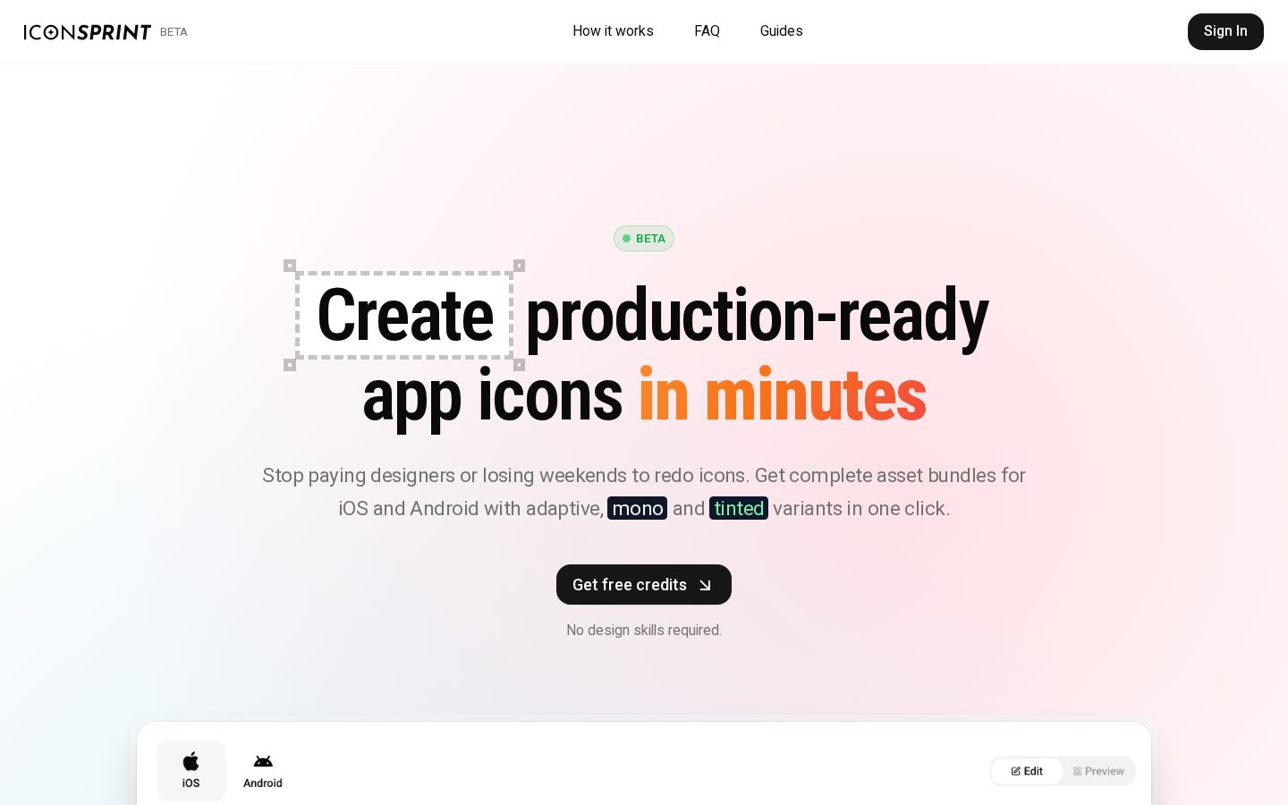 IconSprint Homepage