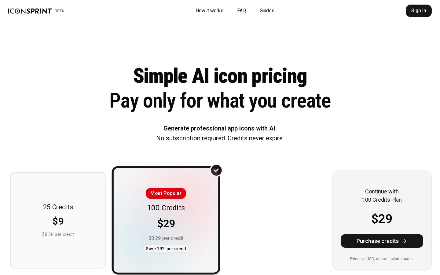 IconSprint Pricing