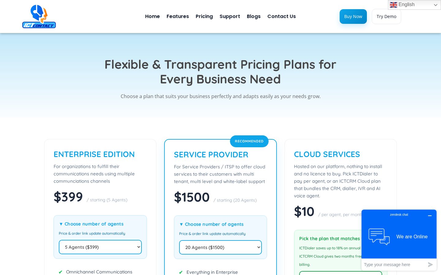 ICTContact Pricing