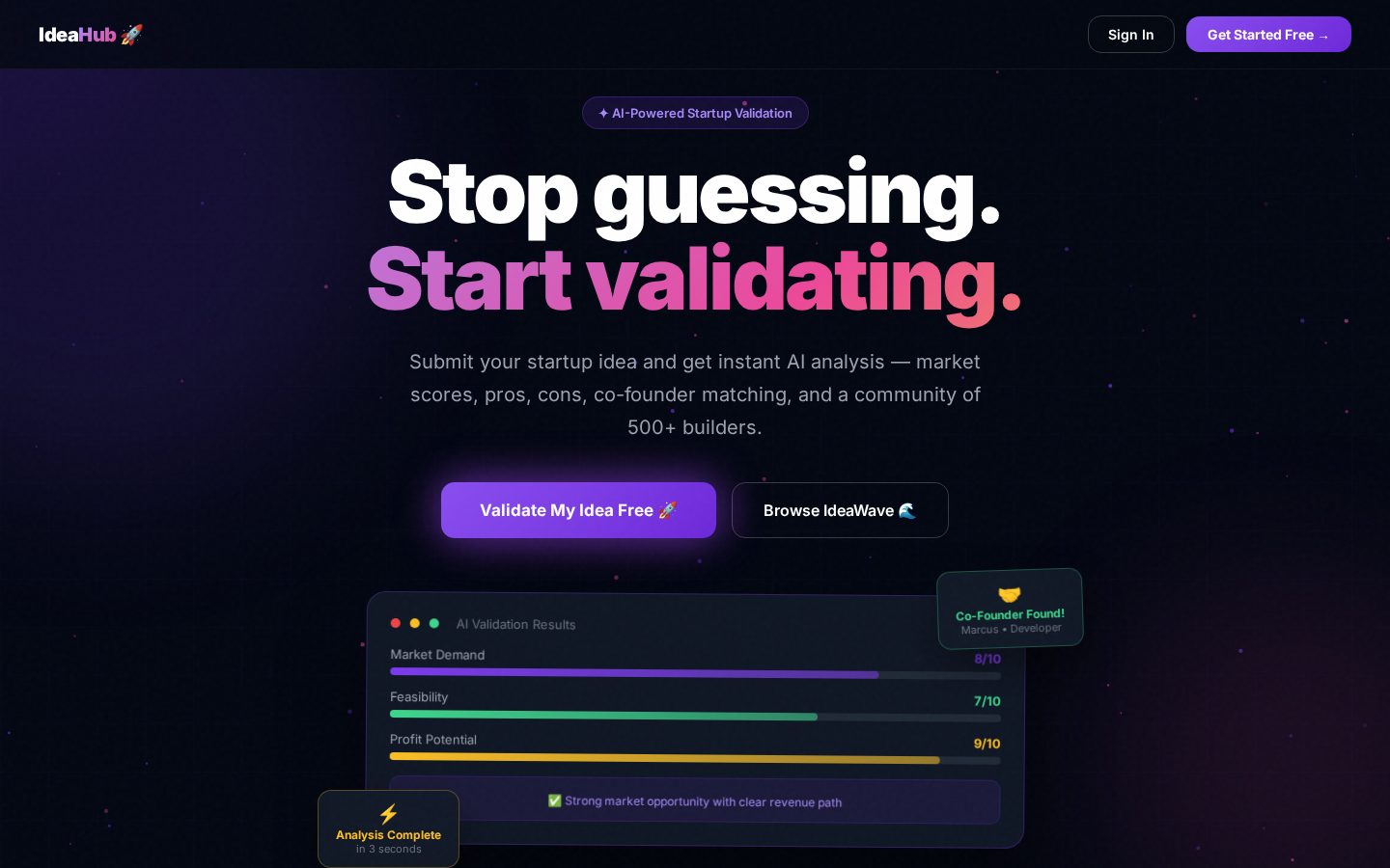 Idea hub Homepage
