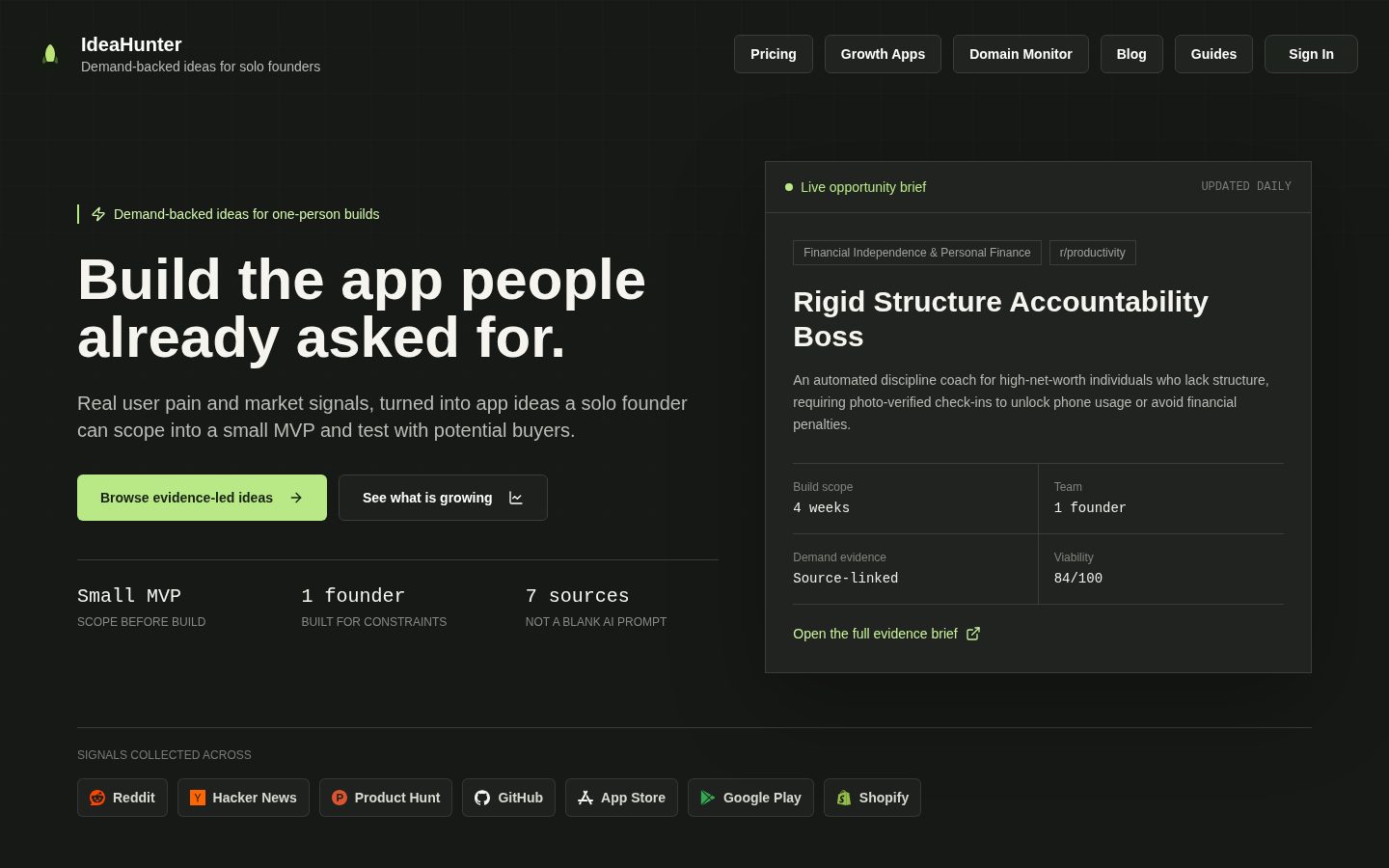 IdeaHunter Homepage