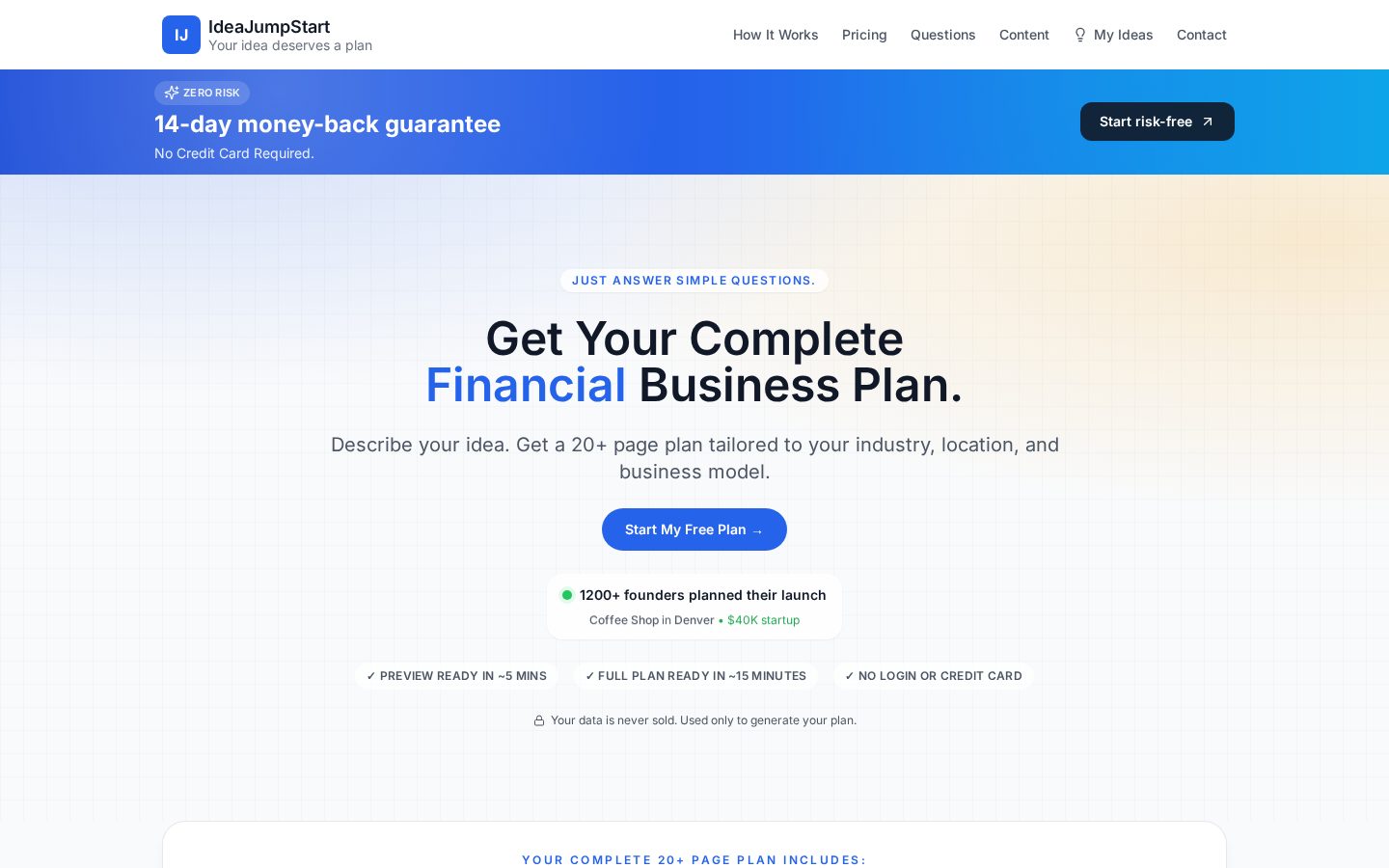 IdeaJumpStart.ai Homepage
