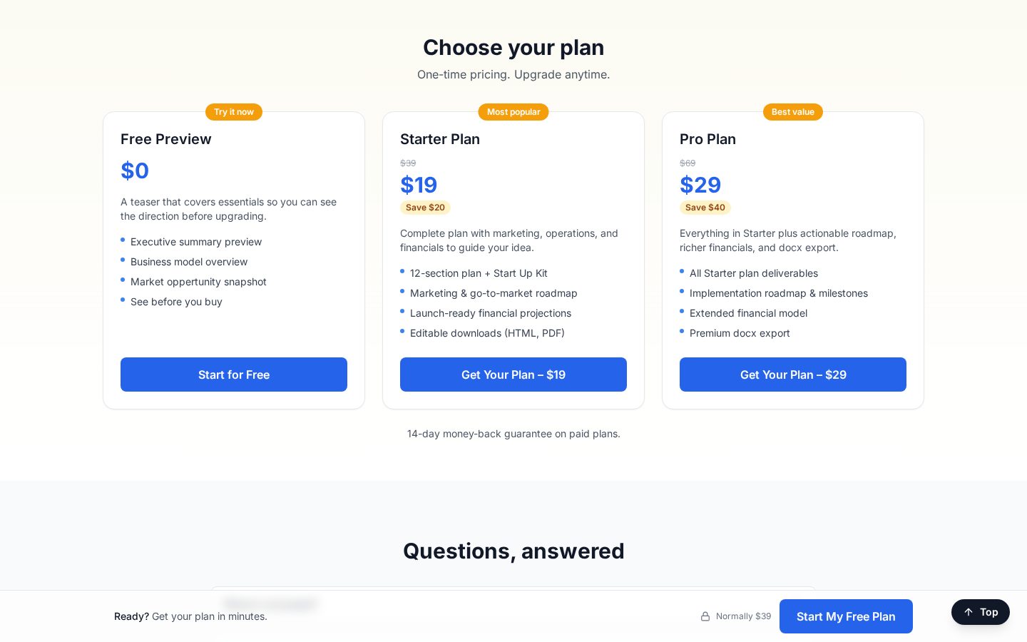IdeaJumpStart.ai Pricing