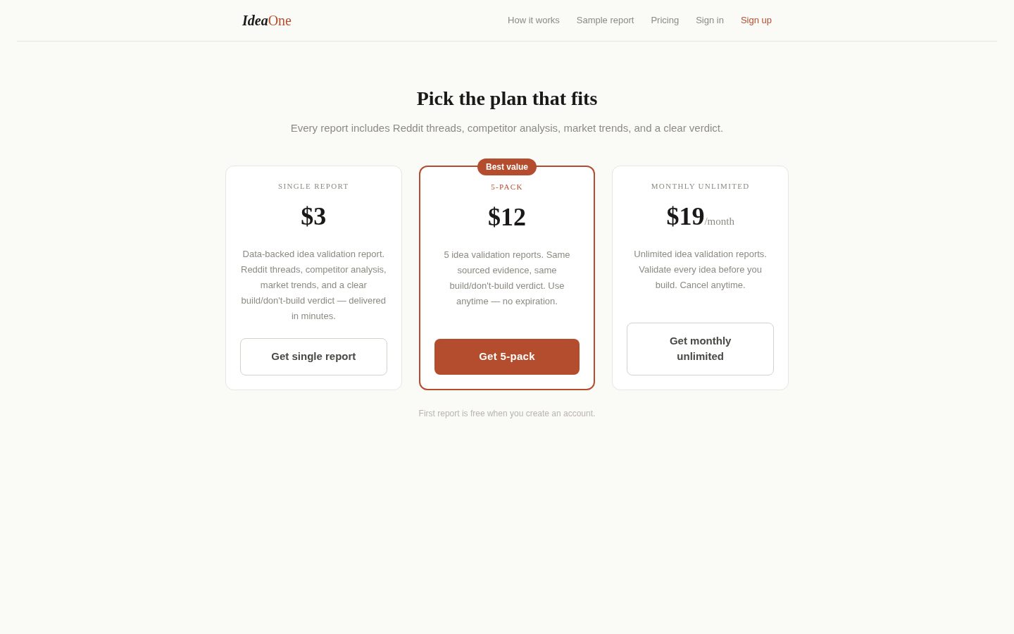IdeaOne Pricing