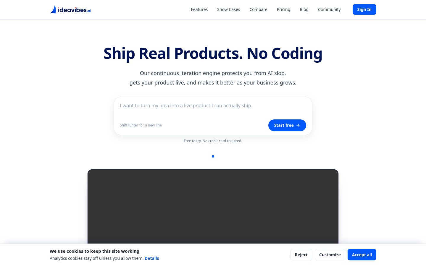 Ideavibes AI Homepage
