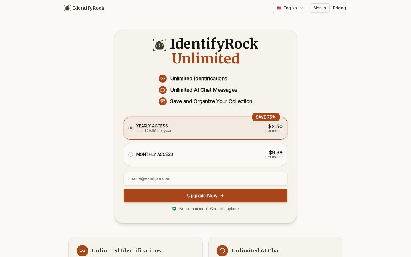 Identify Rock Pricing
