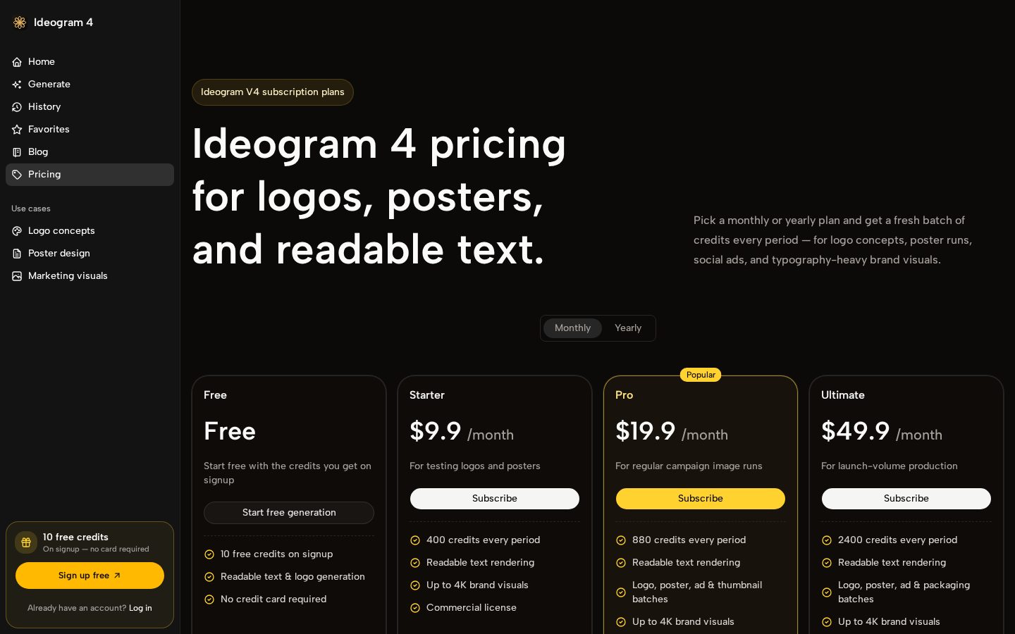 Ideogram4io Pricing