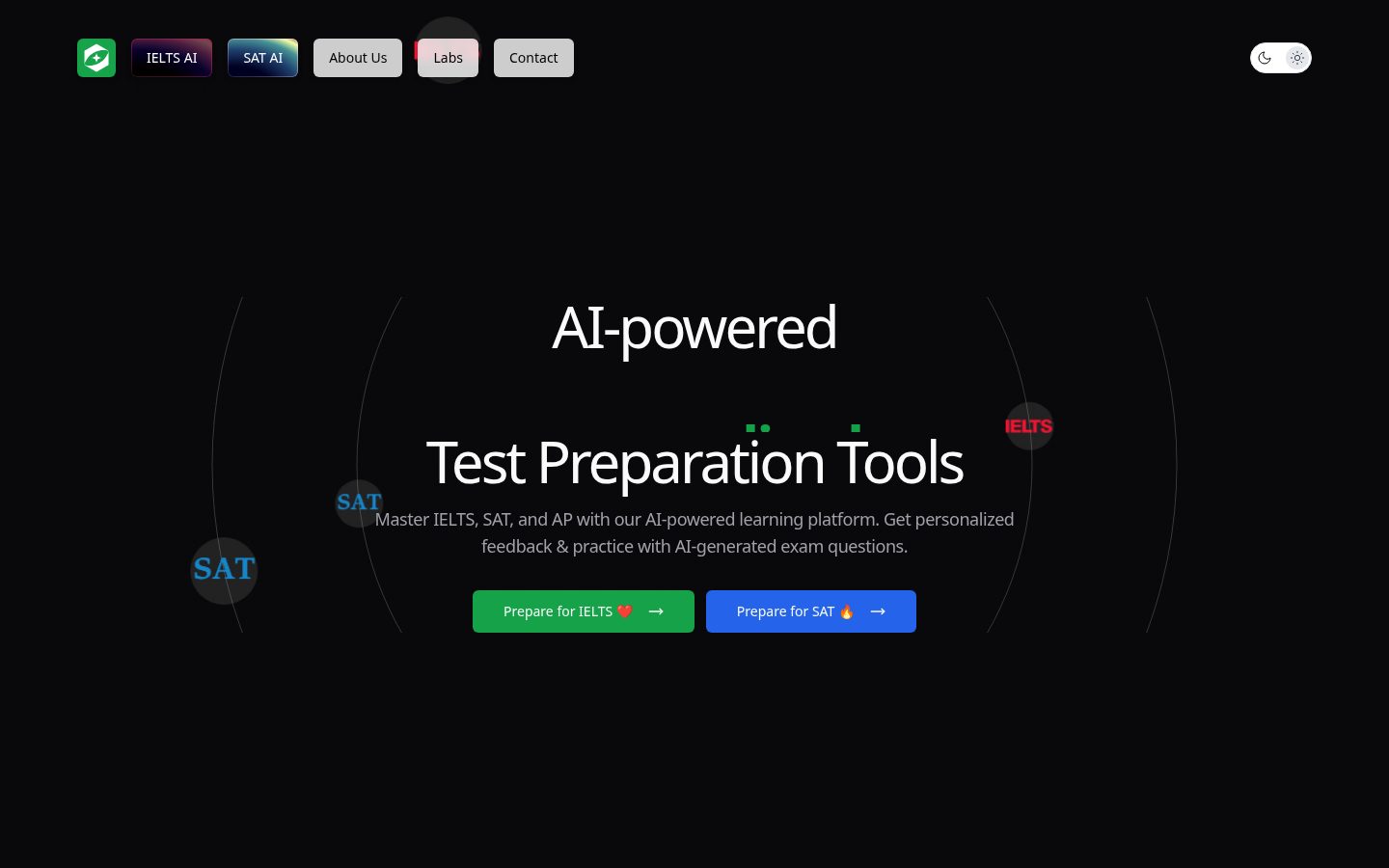 IELTS & SAT Learning AI Homepage