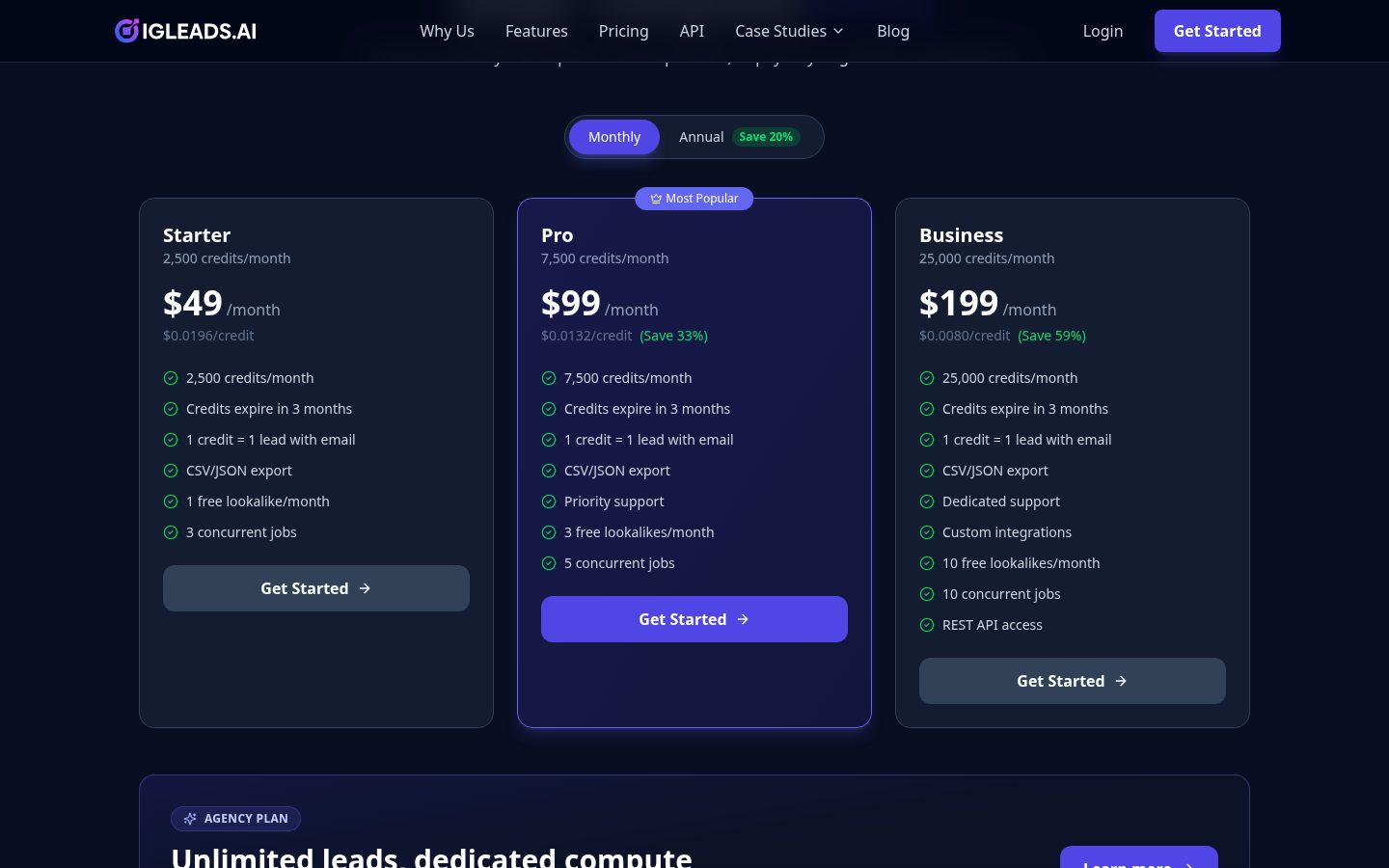 IGLeads Pricing
