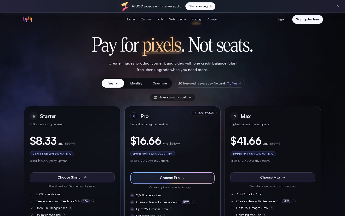 Igly Image Editor Pricing