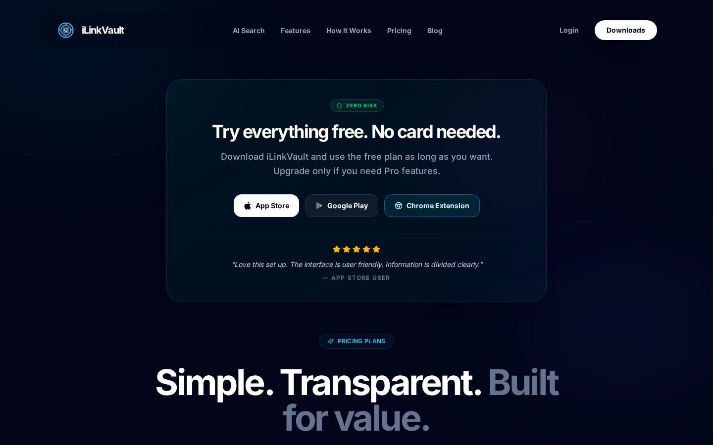 iLinkVault Pricing