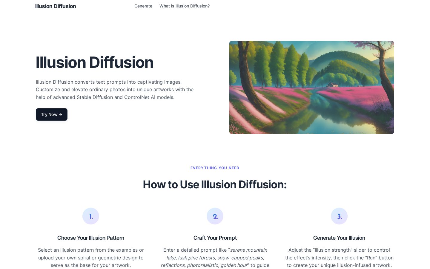Illusion Diffusion AI Homepage
