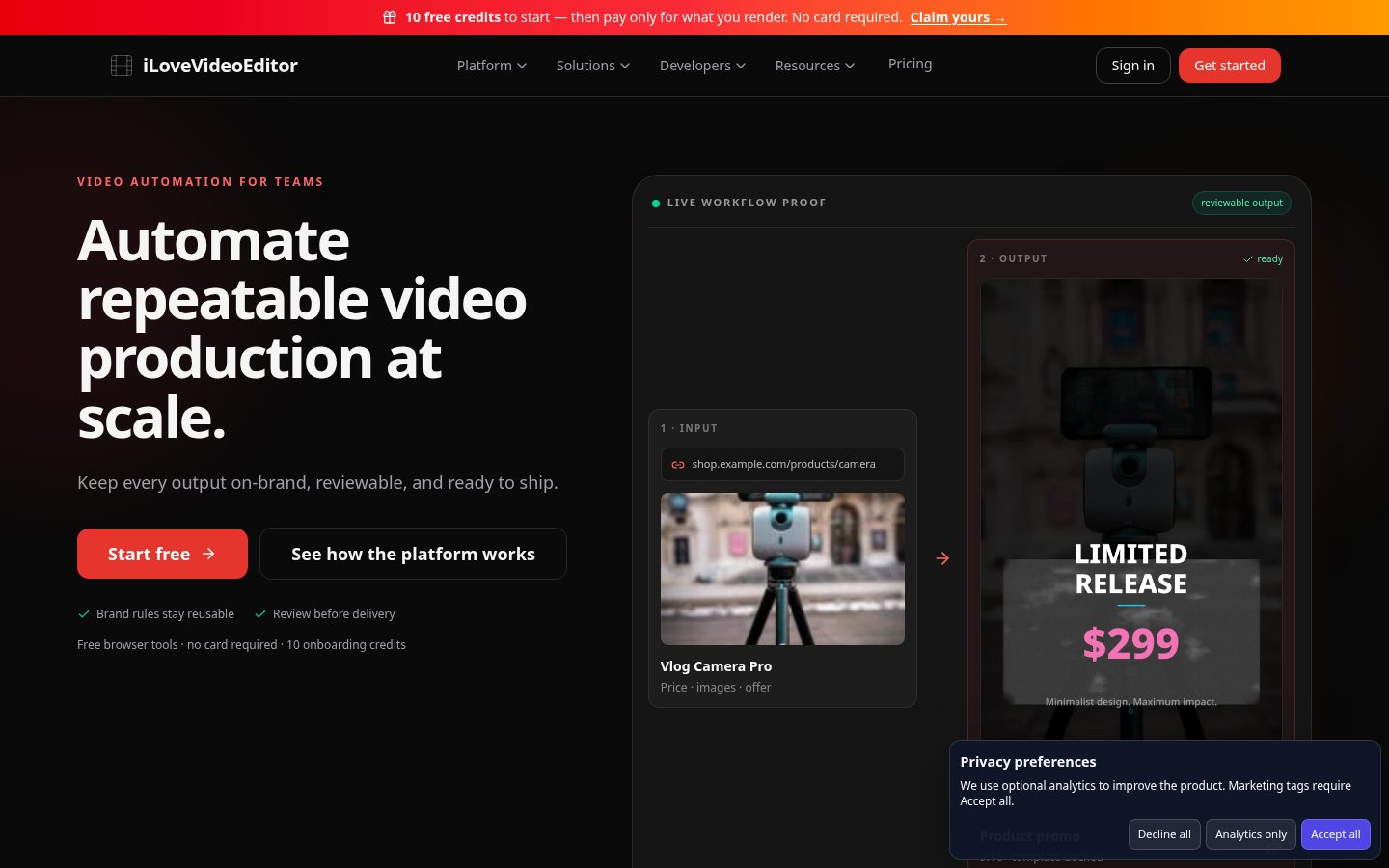 iLoveVideoEditor Homepage