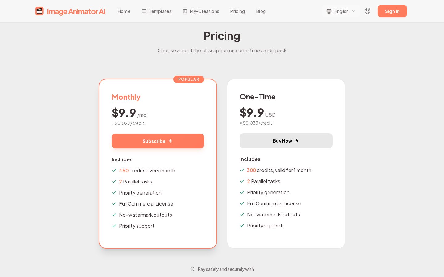Image Animator AI Pricing