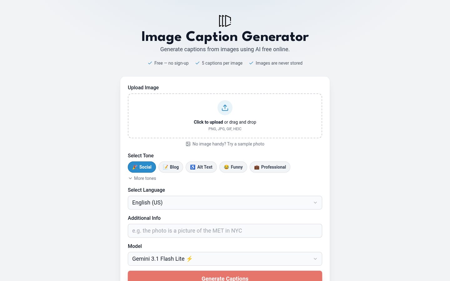 Image Caption Generator Homepage