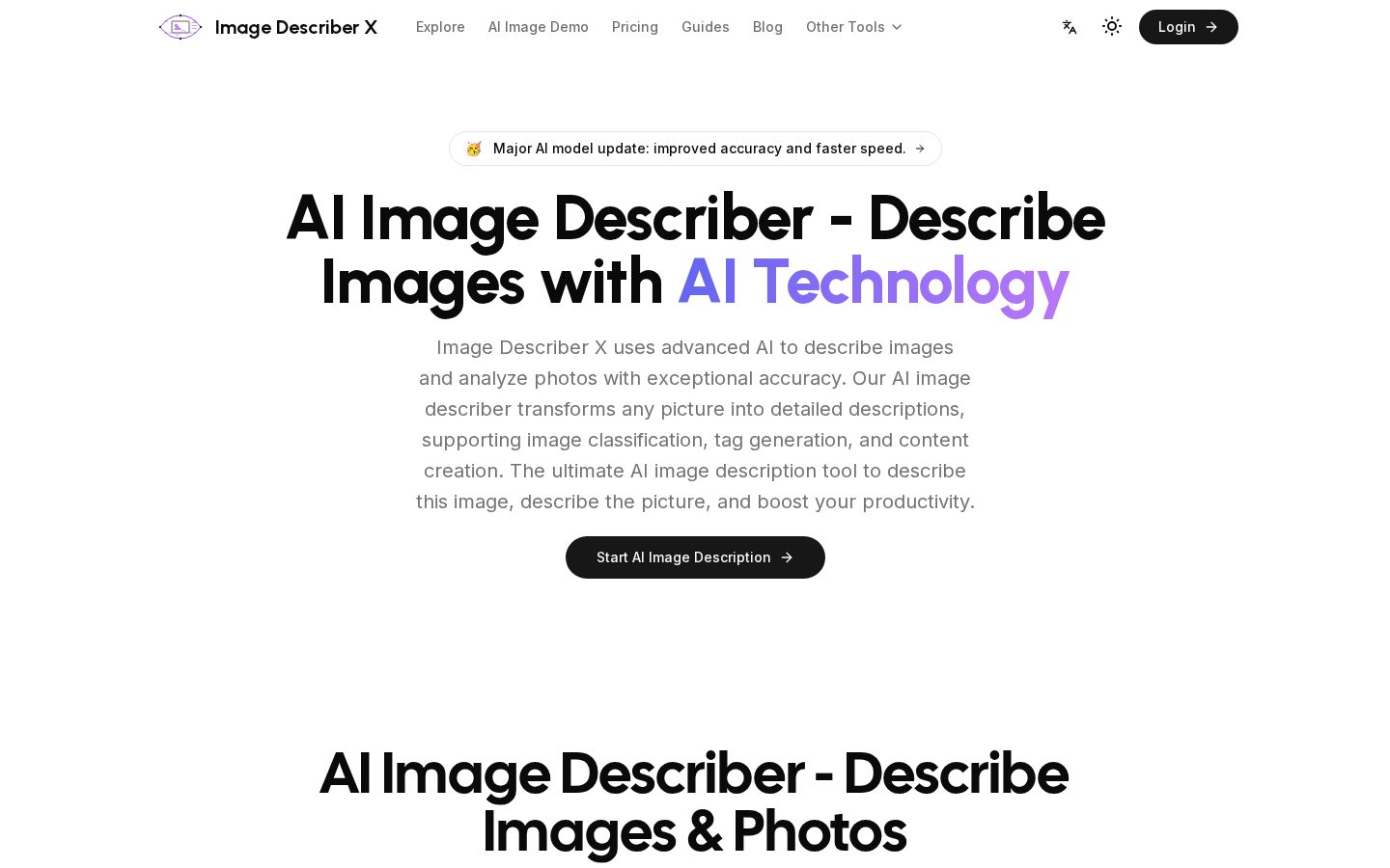 Image Describer X Homepage