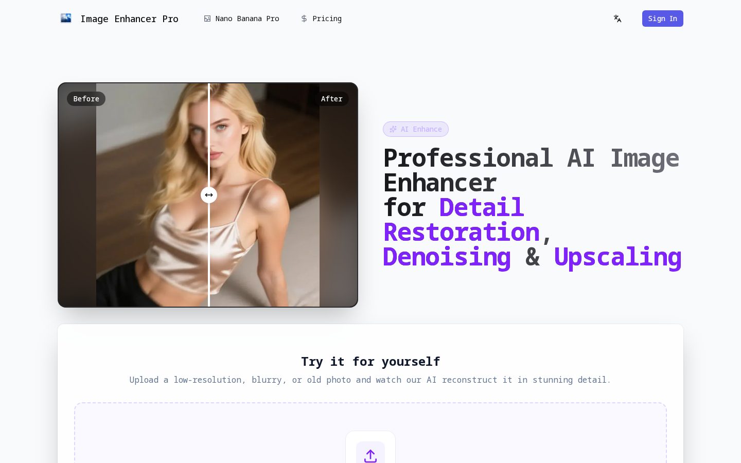 Image Enhancer Pro Homepage