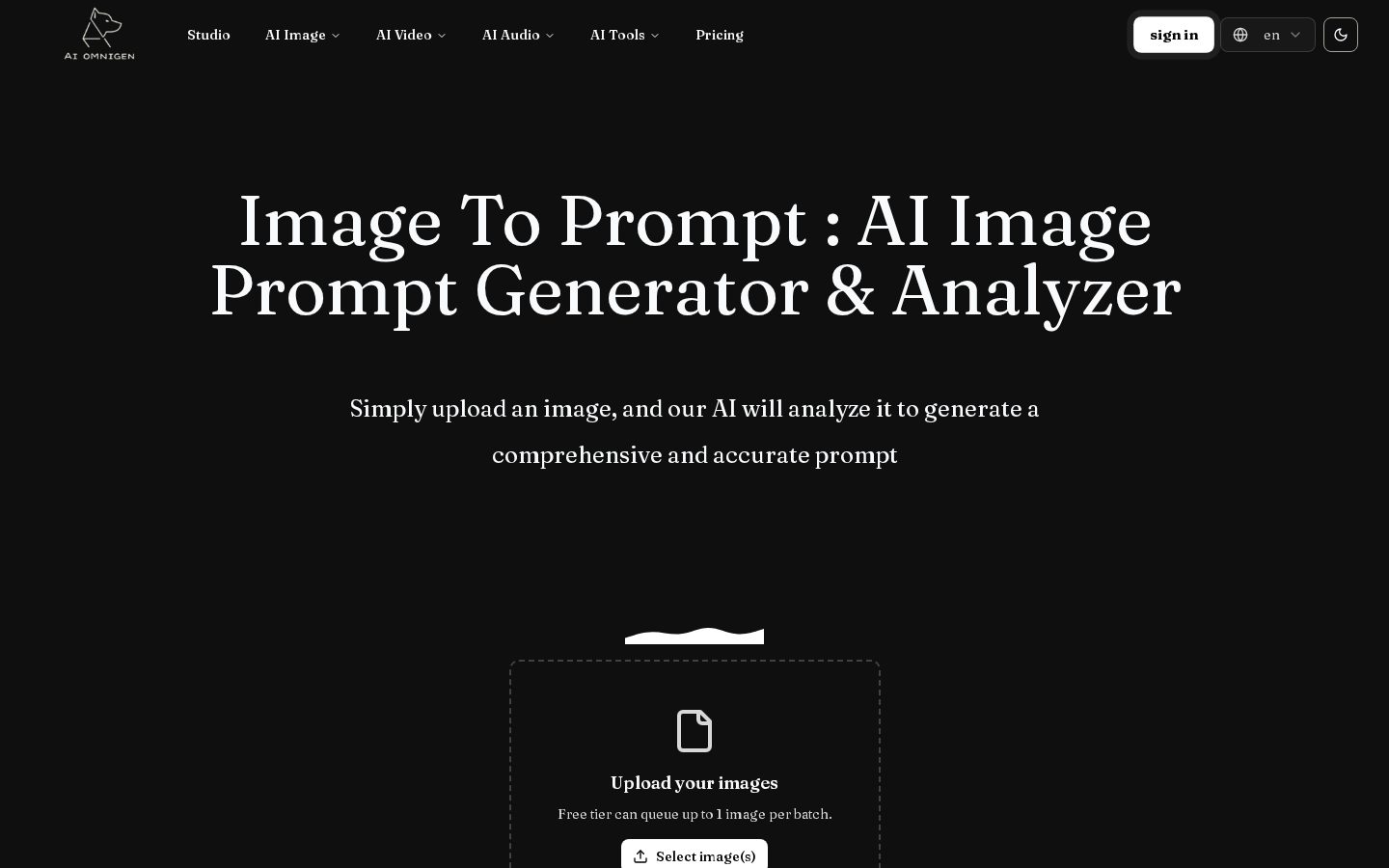 Image to Prompt Pro Homepage