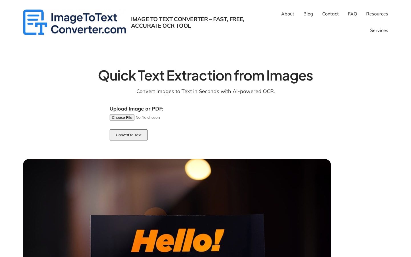 Image to Text Converter Homepage