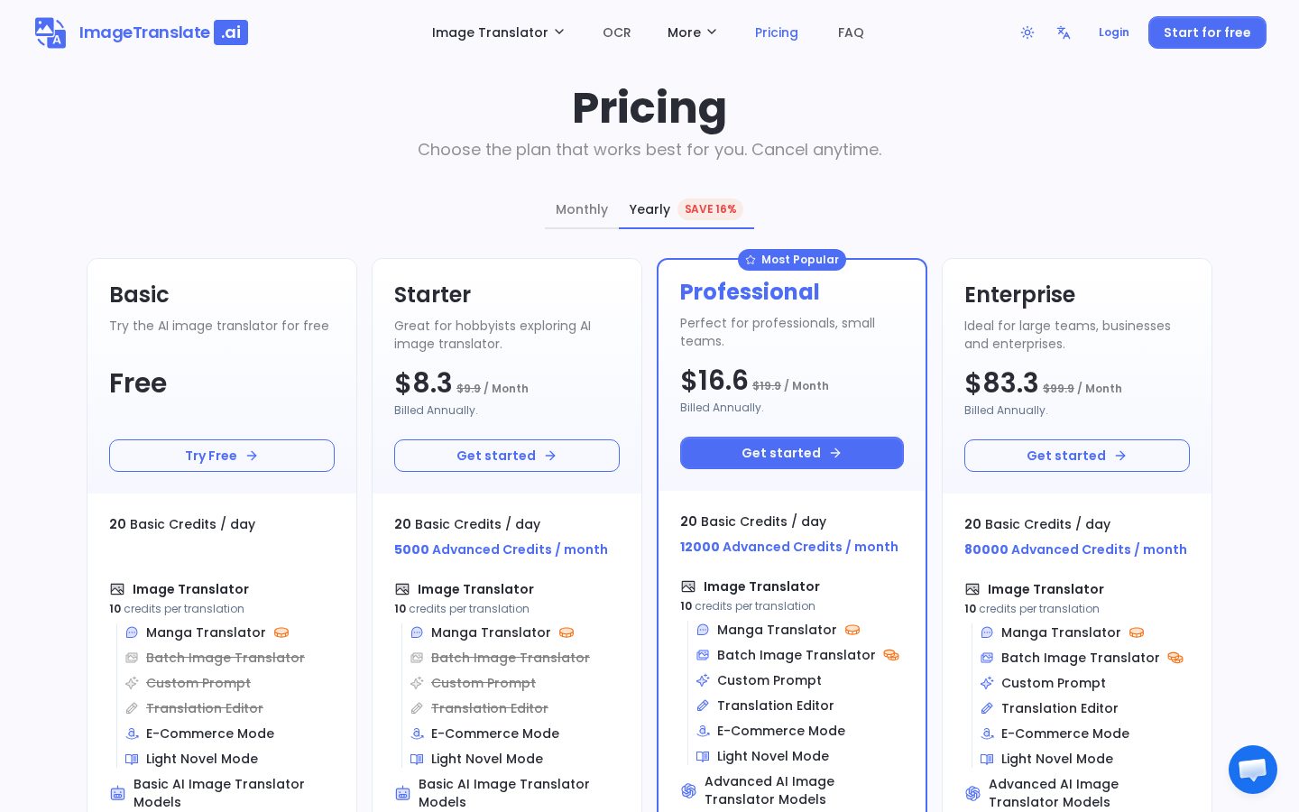 Image Translate AI Pricing
