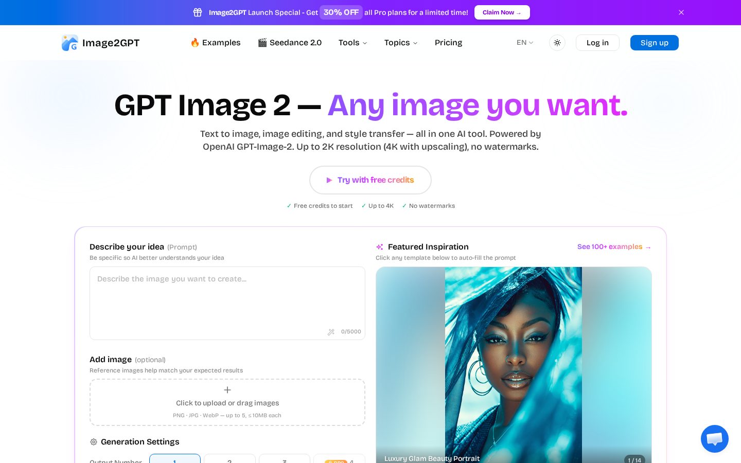 Image2GPT Homepage