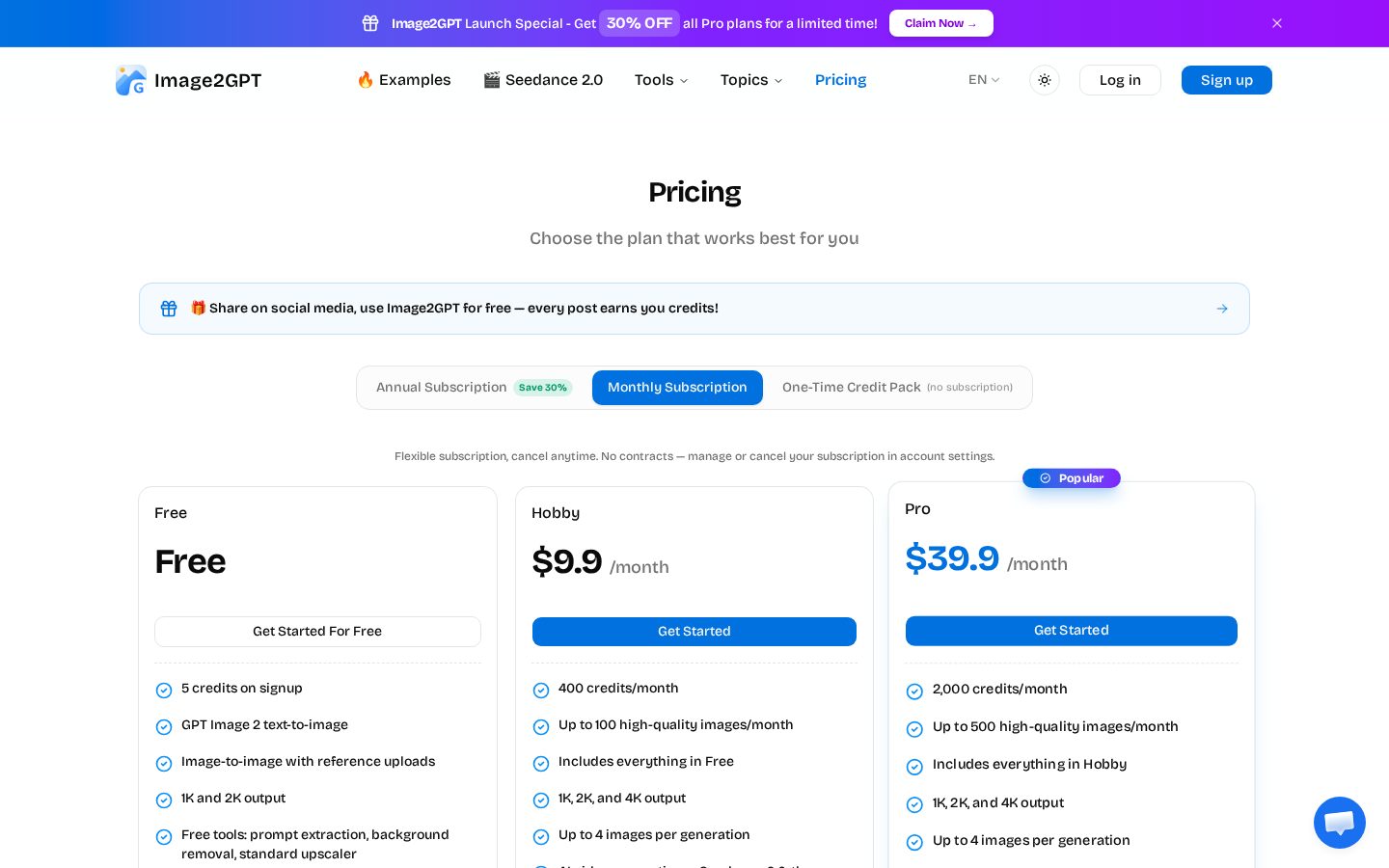 Image2GPT Pricing