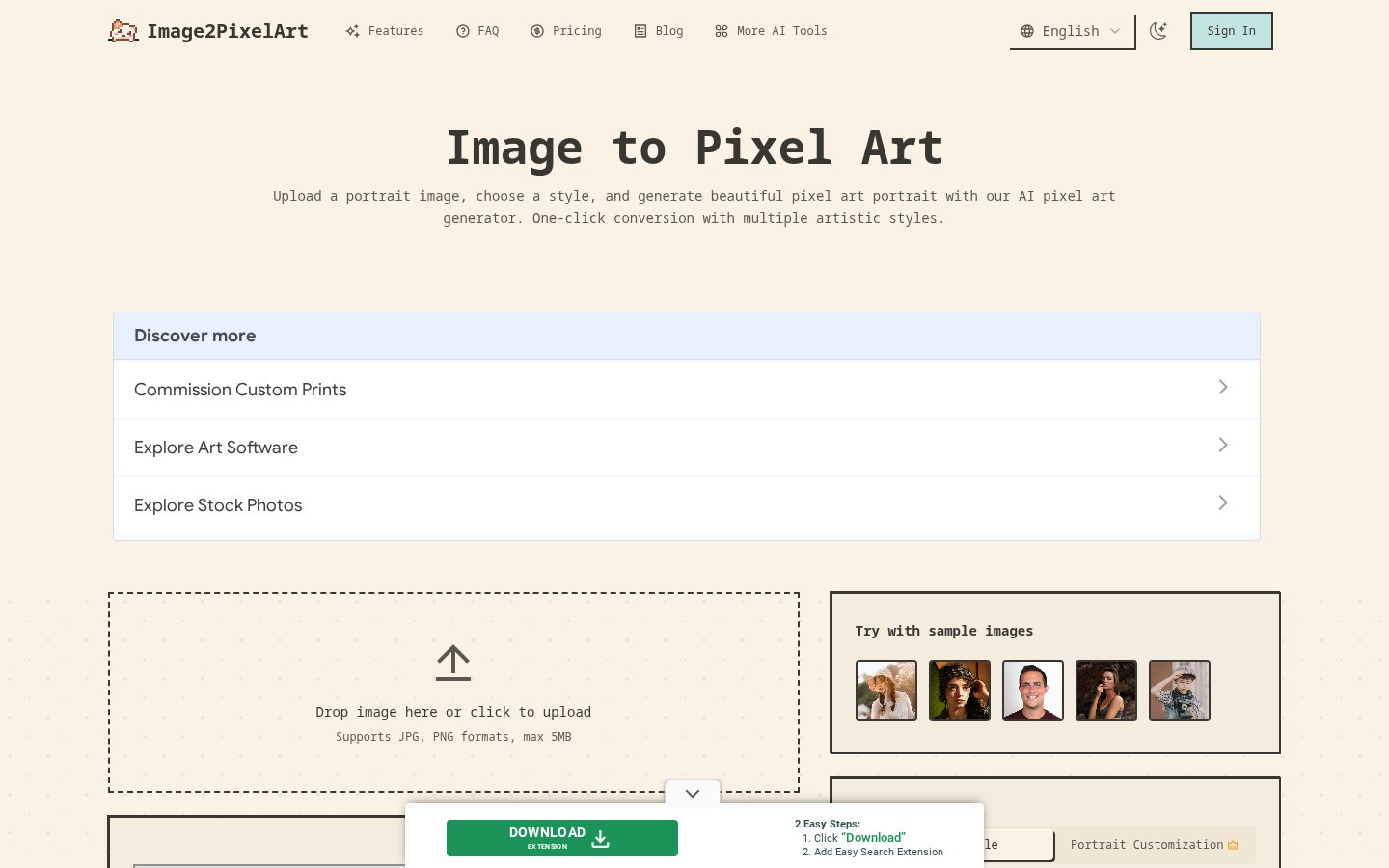 Image2PixelArt Homepage