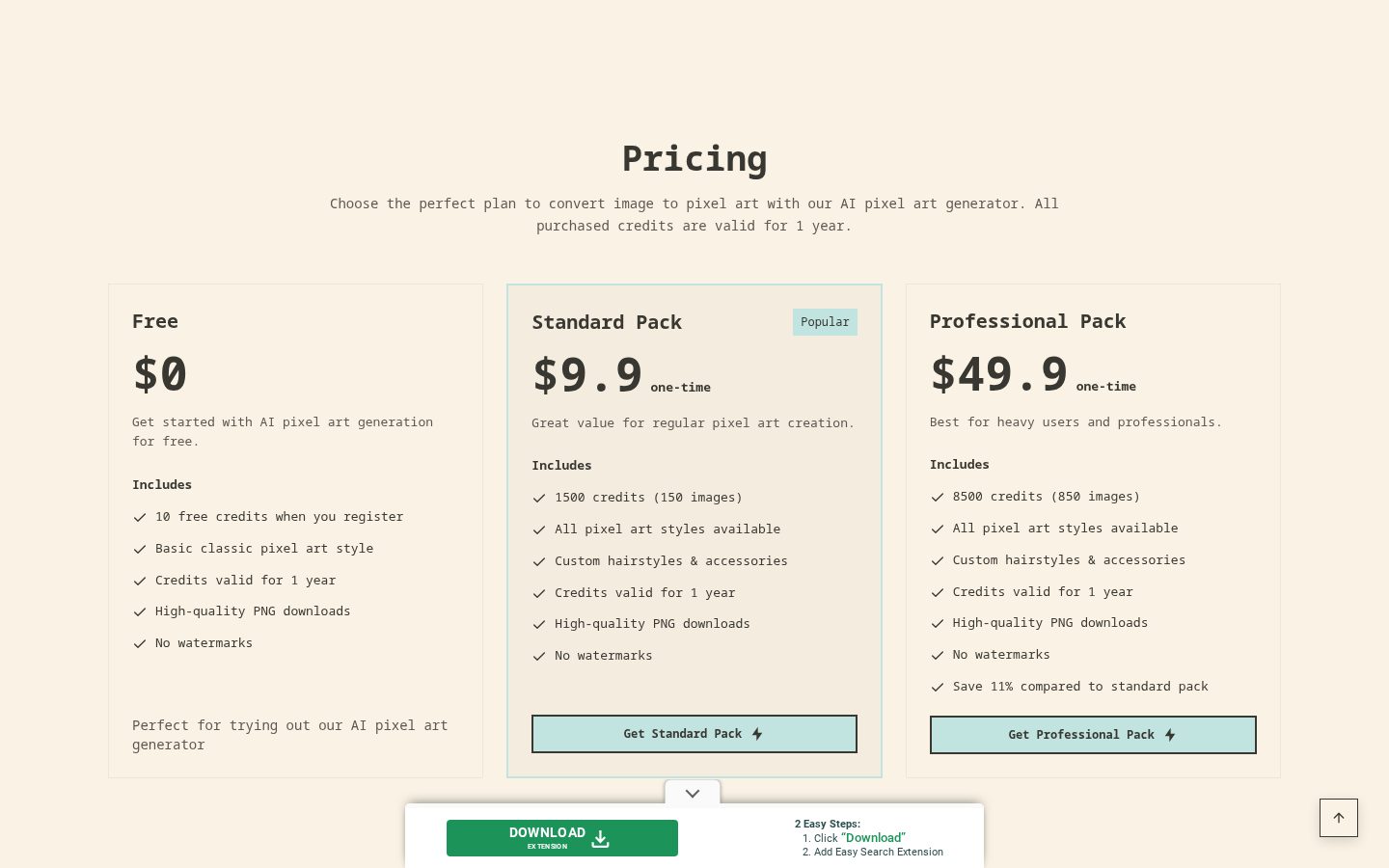 Image2PixelArt Pricing