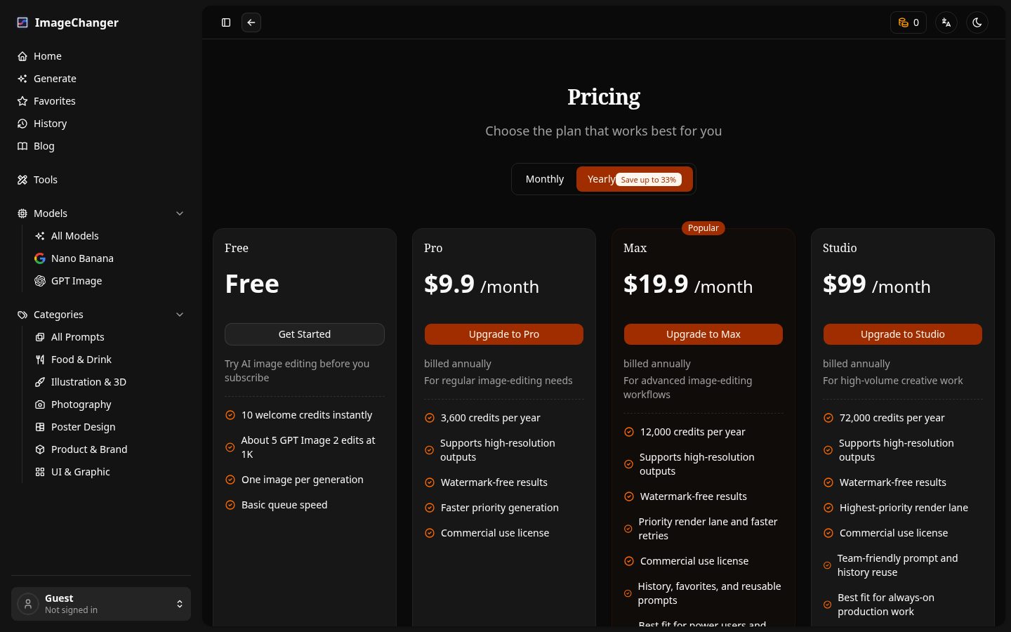 ImageChanger Pricing