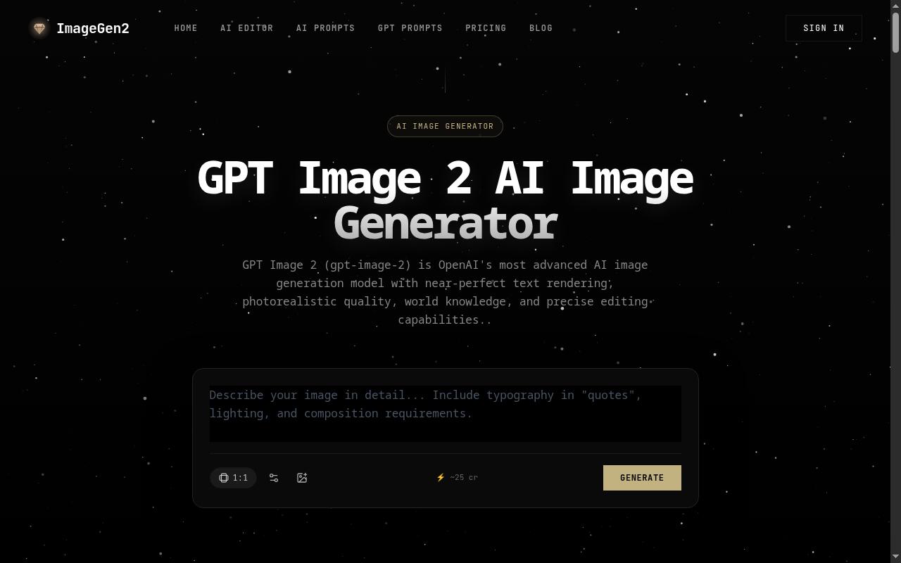 ImageGen2 Homepage