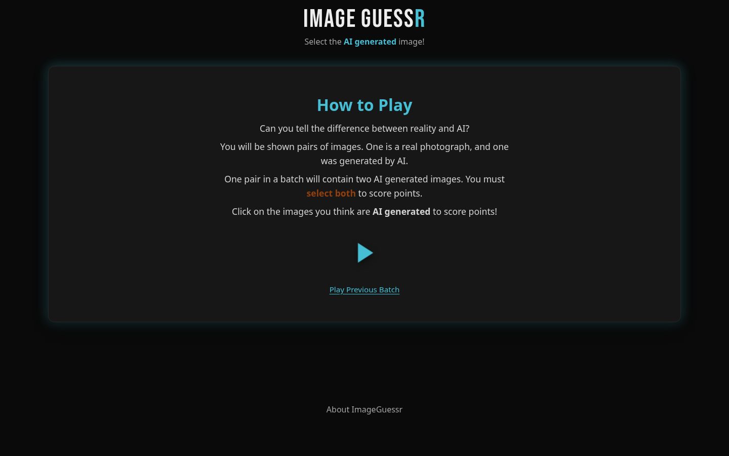 ImageGuessr Homepage
