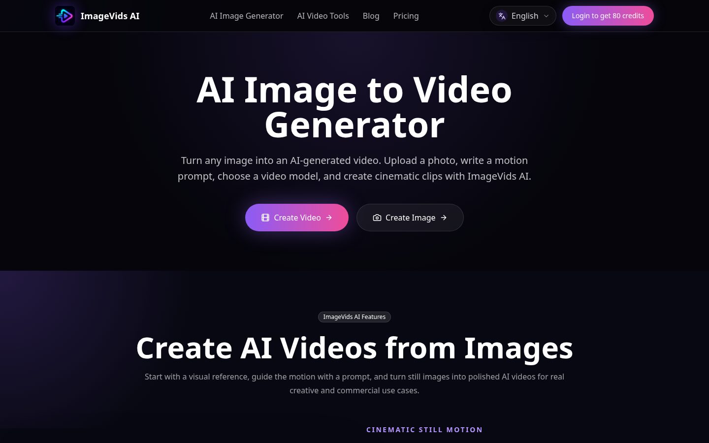 ImageVids AI Homepage