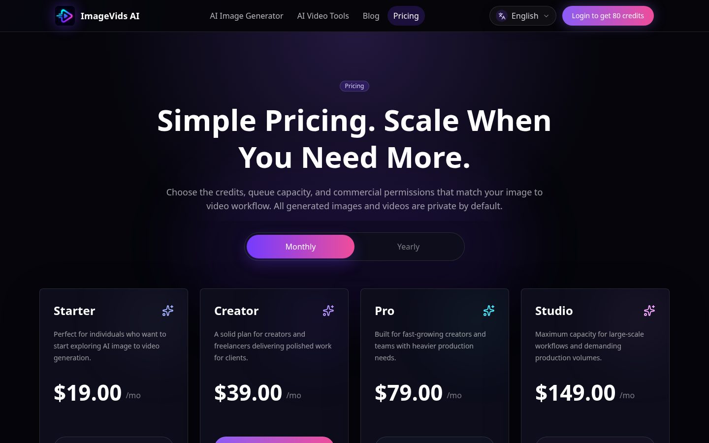ImageVids AI Pricing