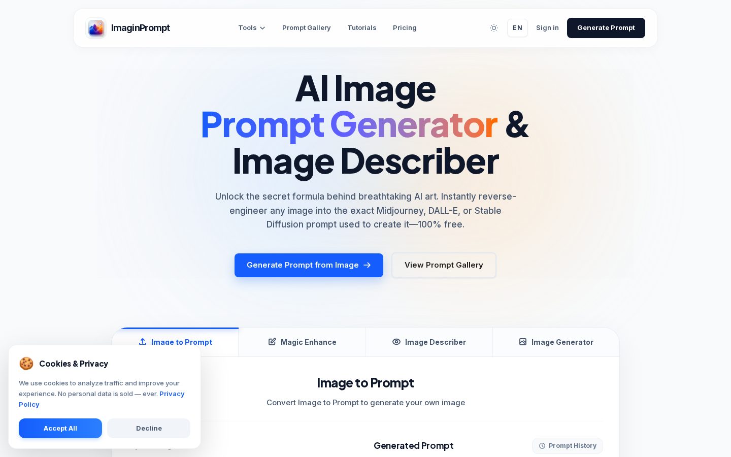 Imagin Prompt Homepage